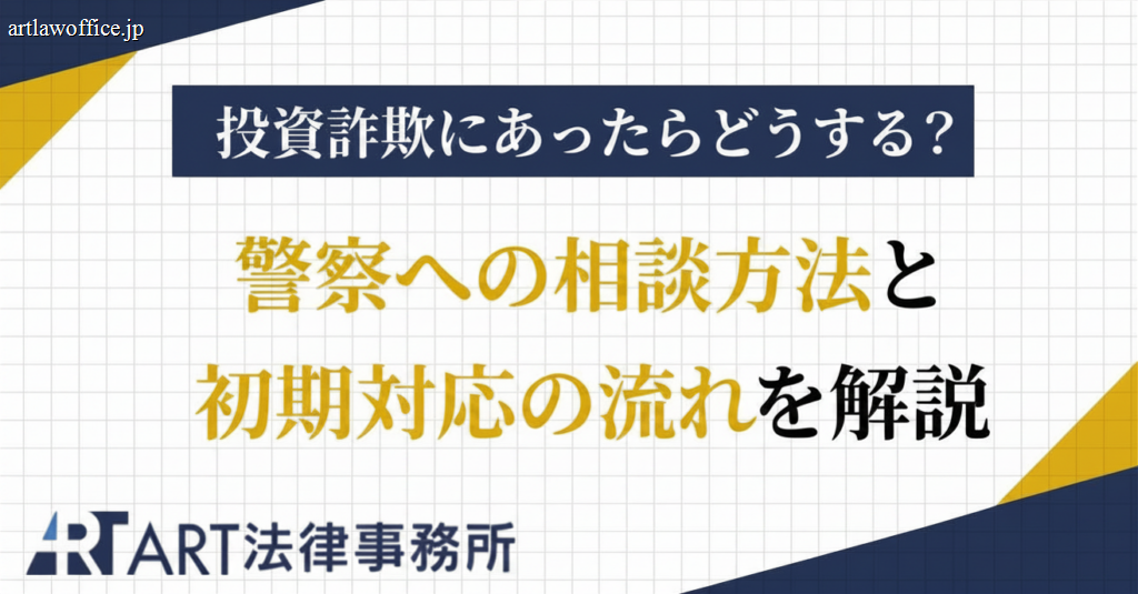 投資詐欺にあったらどうする？警察への相談方法と初期対応の流れを解説