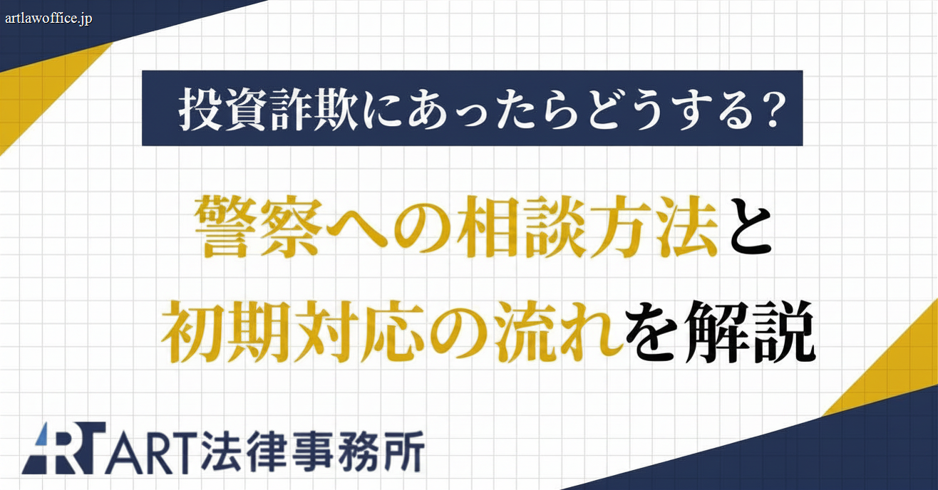 投資詐欺にあったらどうする？警察への相談方法と初期対応の流れを解説