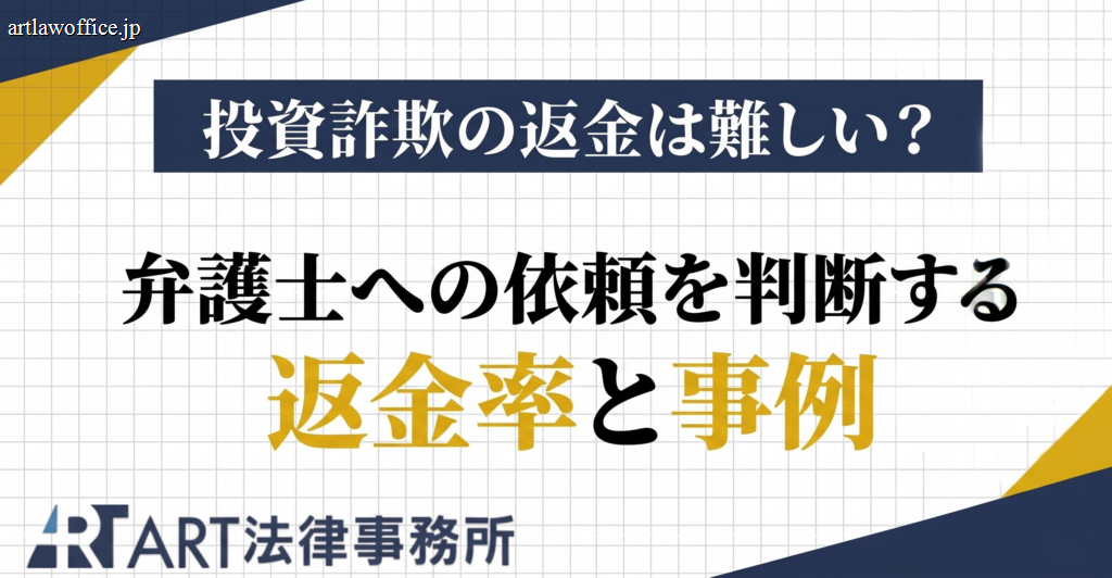 投資詐欺の返金は難しい？弁護士への依頼を判断する返金率と事例
