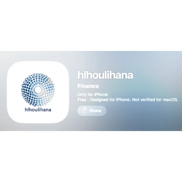 App Storeに表示されたhlhoulihana(カテゴリ:Finance)のアプリ画面