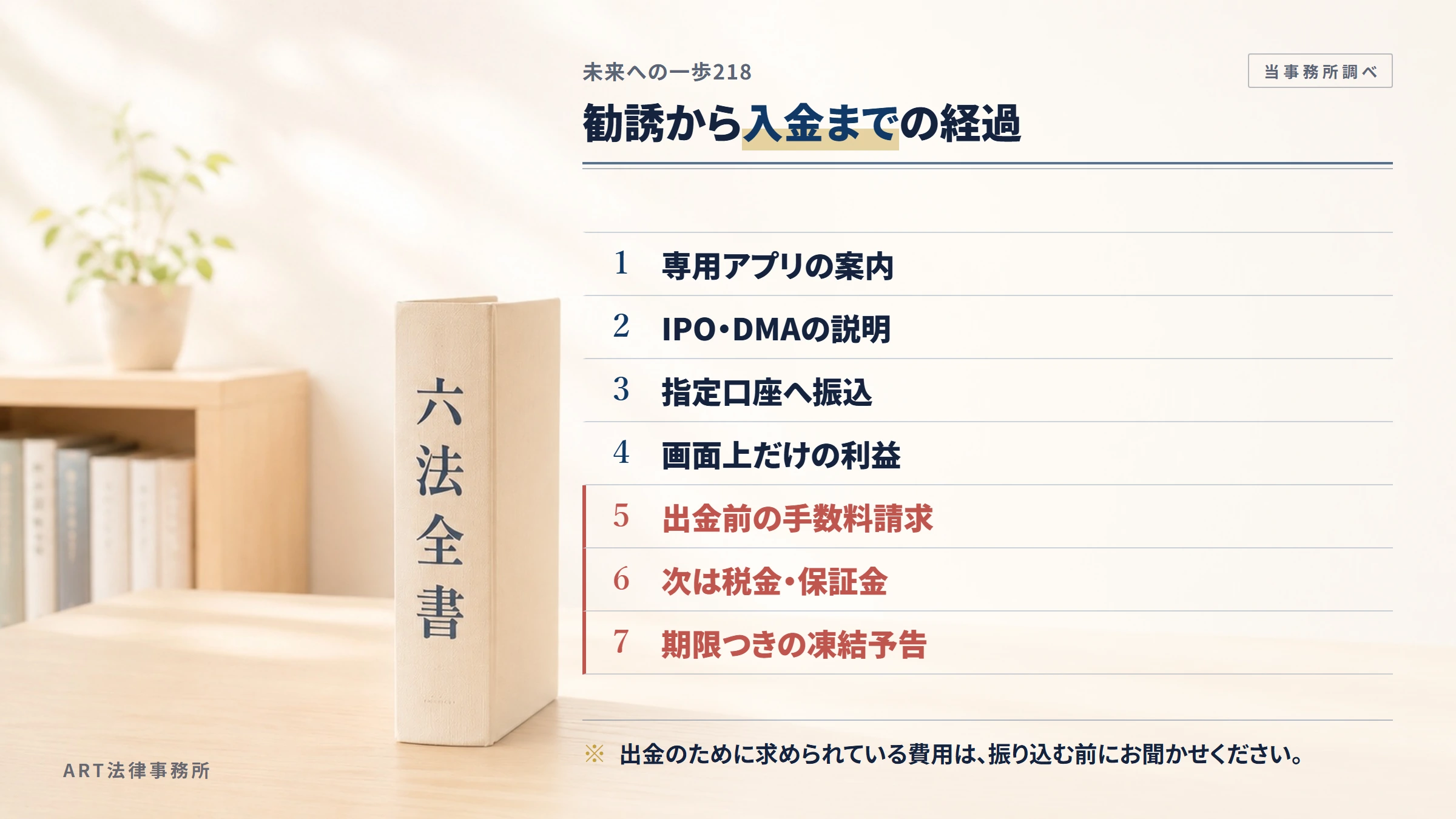 未来への一歩218の勧誘から入金までの流れ