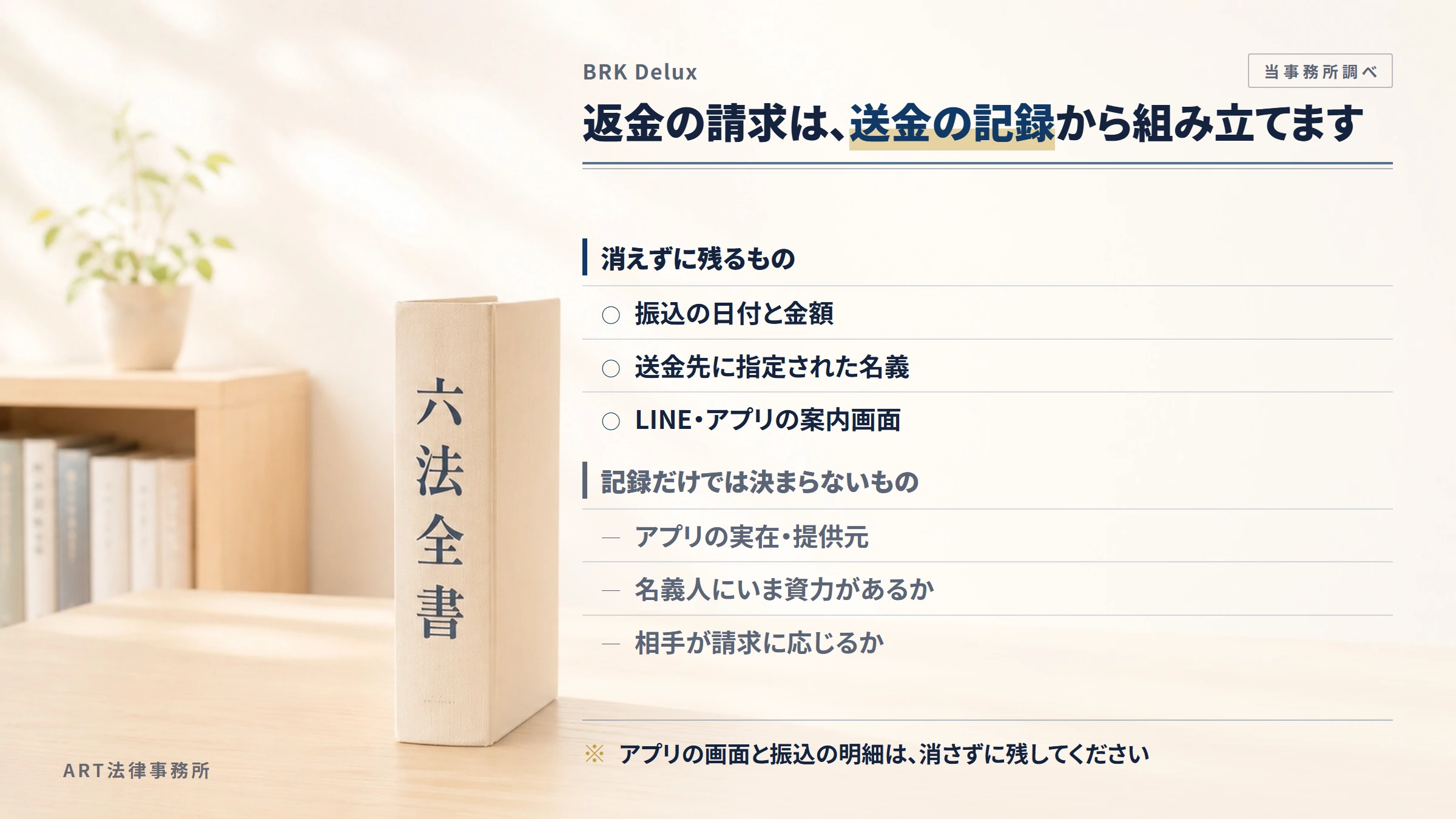 BRK Deluxへの返金請求で手がかりになるもの
