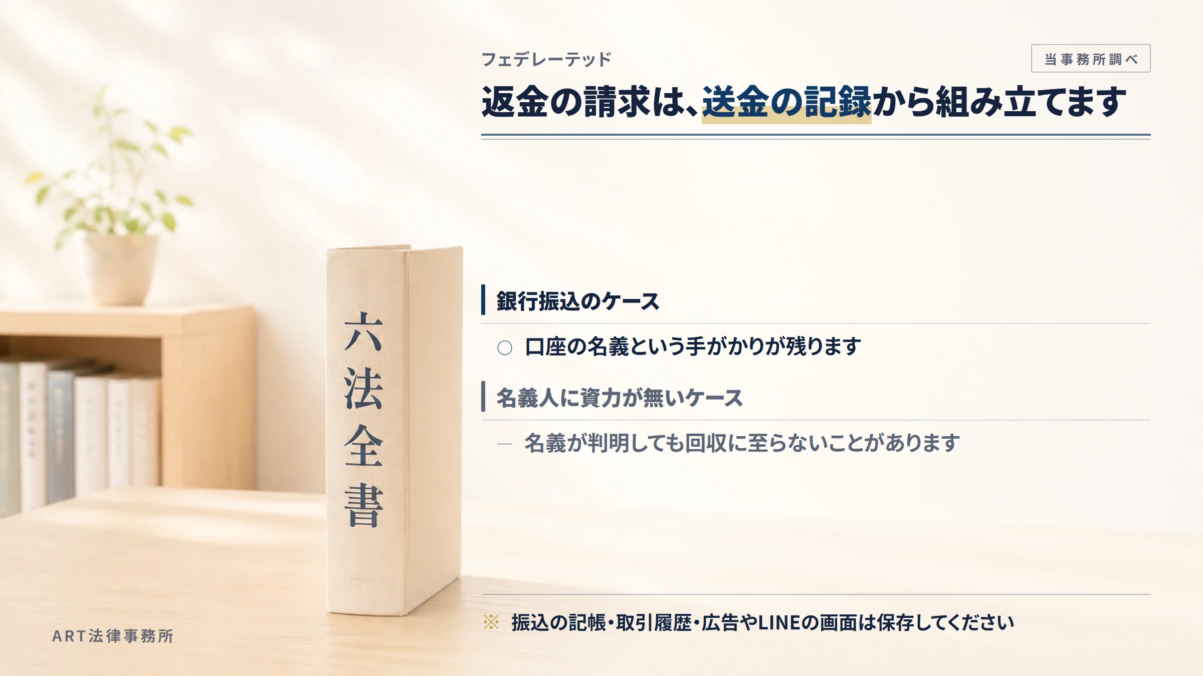 フェデレーテッドへの返金請求で手がかりになるもの