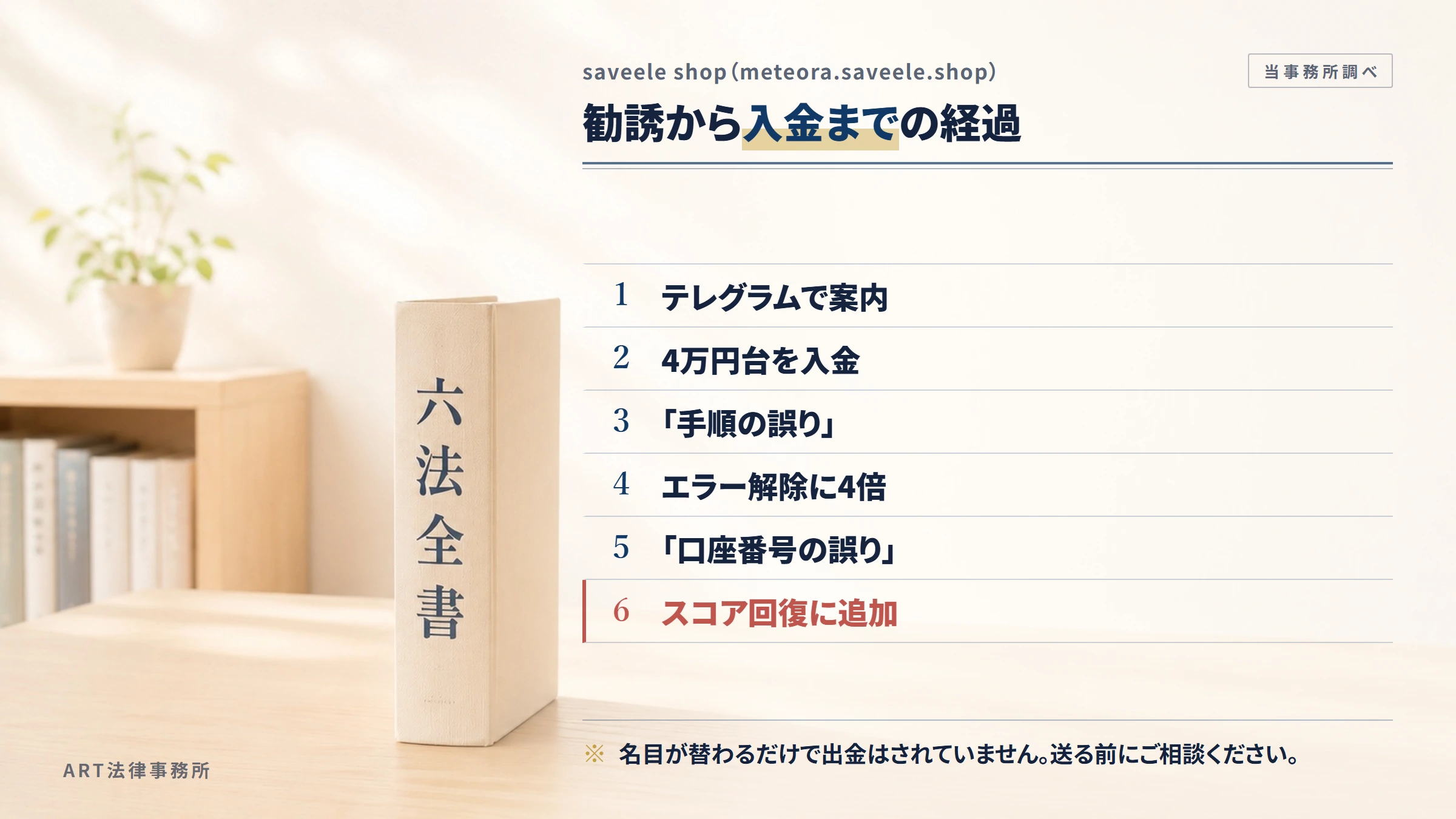 saveele shop（meteora.saveele.shop）の勧誘から入金までの流れ