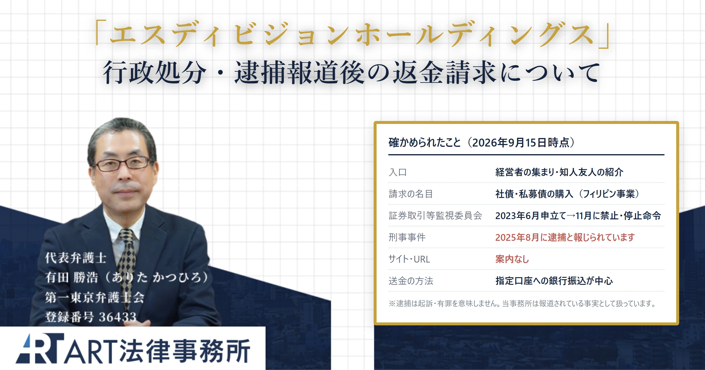 エスディビジョンホールディングス|ART法律事務所 の調査記録